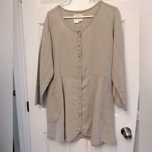 Flax small natural linen button front tunic